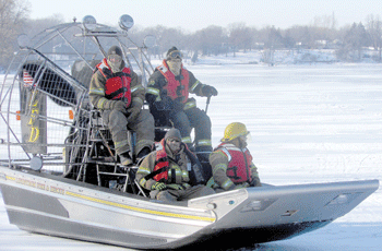 Rescuers' classroom is on frozen lake