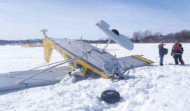 Pilot unhurt despite upside-down plane