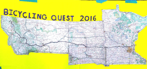 Dad and son see the west from seat of bicycle