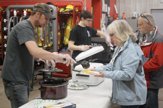 Visitors check out Shafer-Franconia FD at breakfast