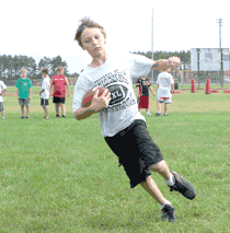 North Branch youth football players display skills 