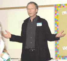 Speaker tells youth professionals and volunteers to envision the community through eyes of kids; create kinds of connections that breed success 